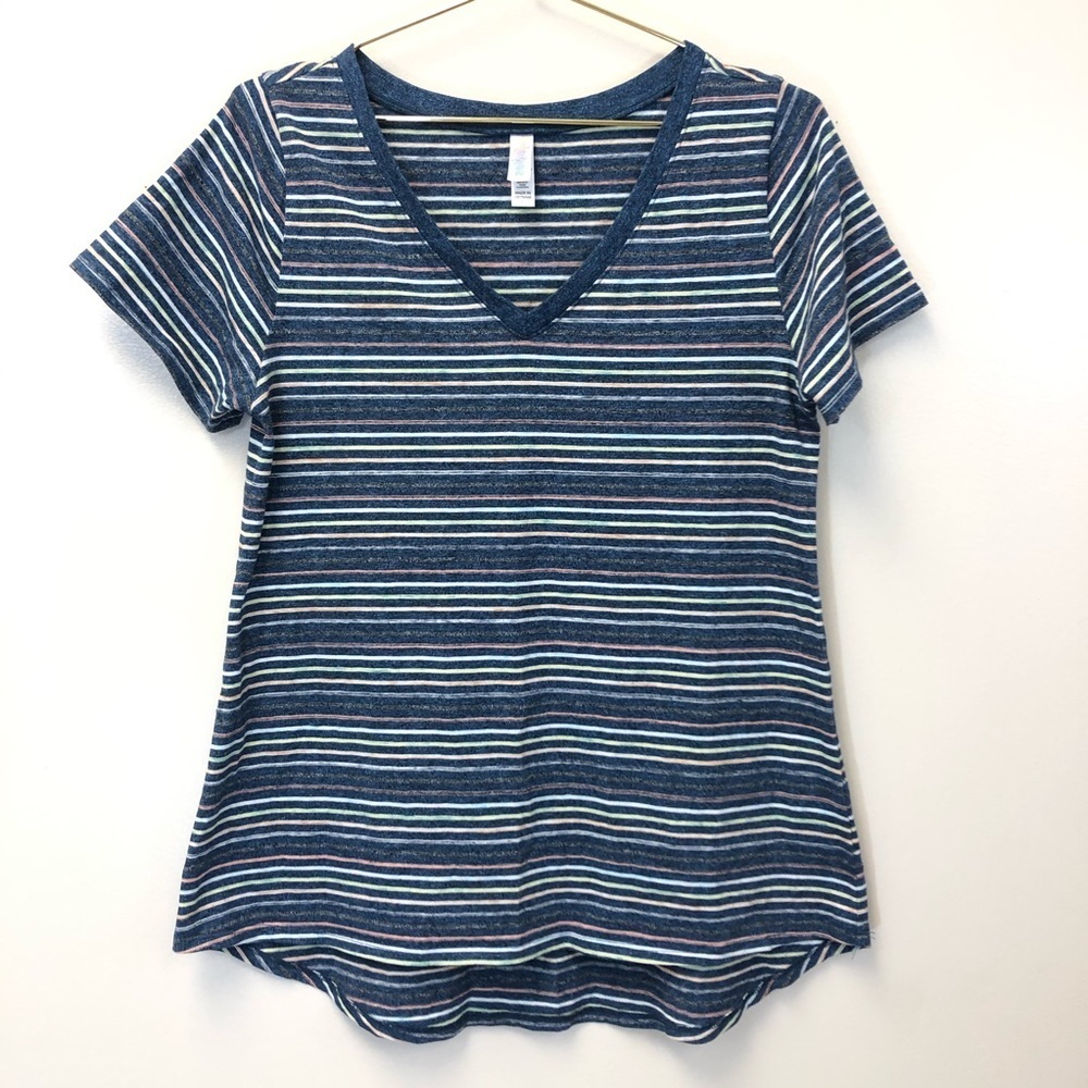 5/$20 Lularoe v-neck striped‎ t-shirt